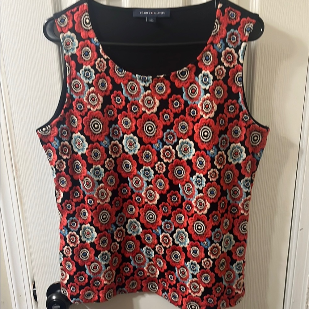 Tommy Hilfiger Red and Black Embroidered Tank Top. Size L.  Excellent cond.